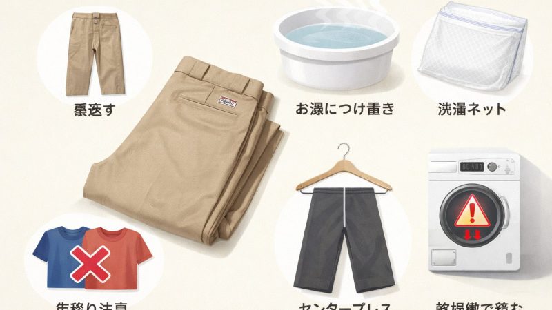 ディッキーズの糊の落とし方は？874を「育てる」ための洗濯・縮み・色移りまで解説 