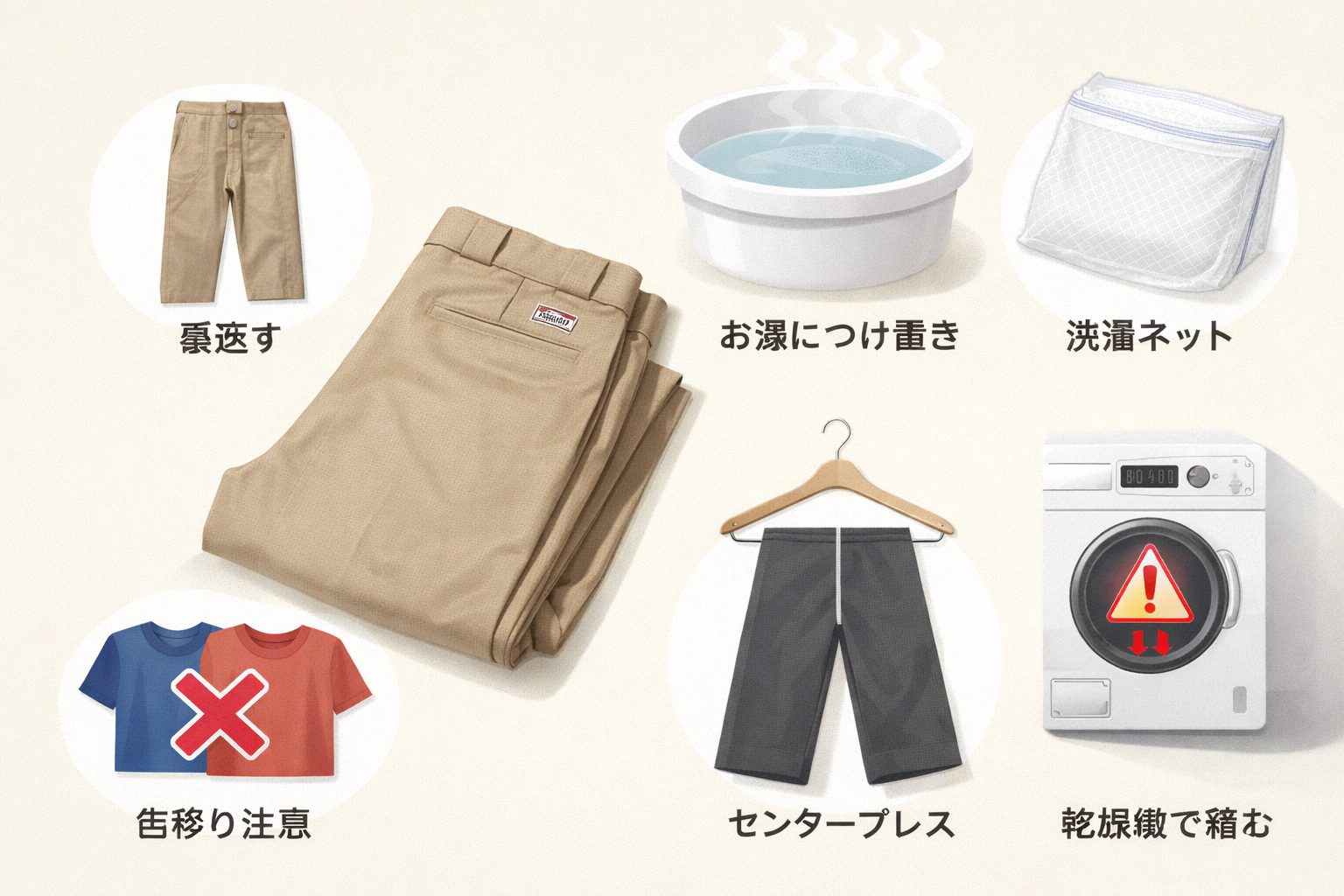 ディッキーズ 糊 落とし方