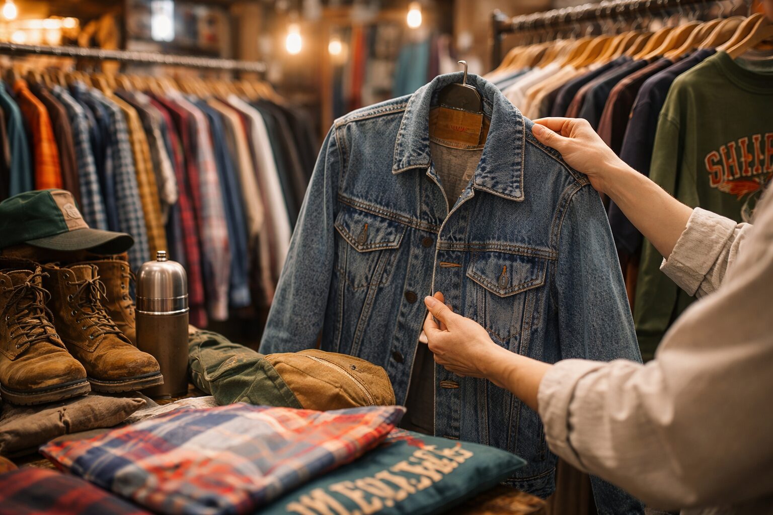 古着のディグを行っている様子