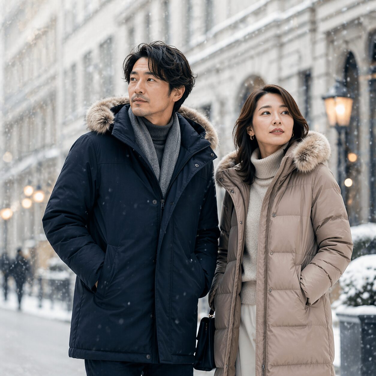 ウールリッチを身にまとう男女