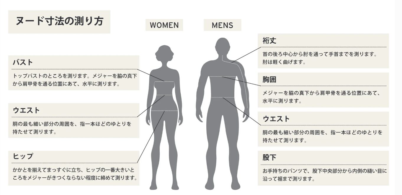 エディーバウアー ヌード寸法の測り方