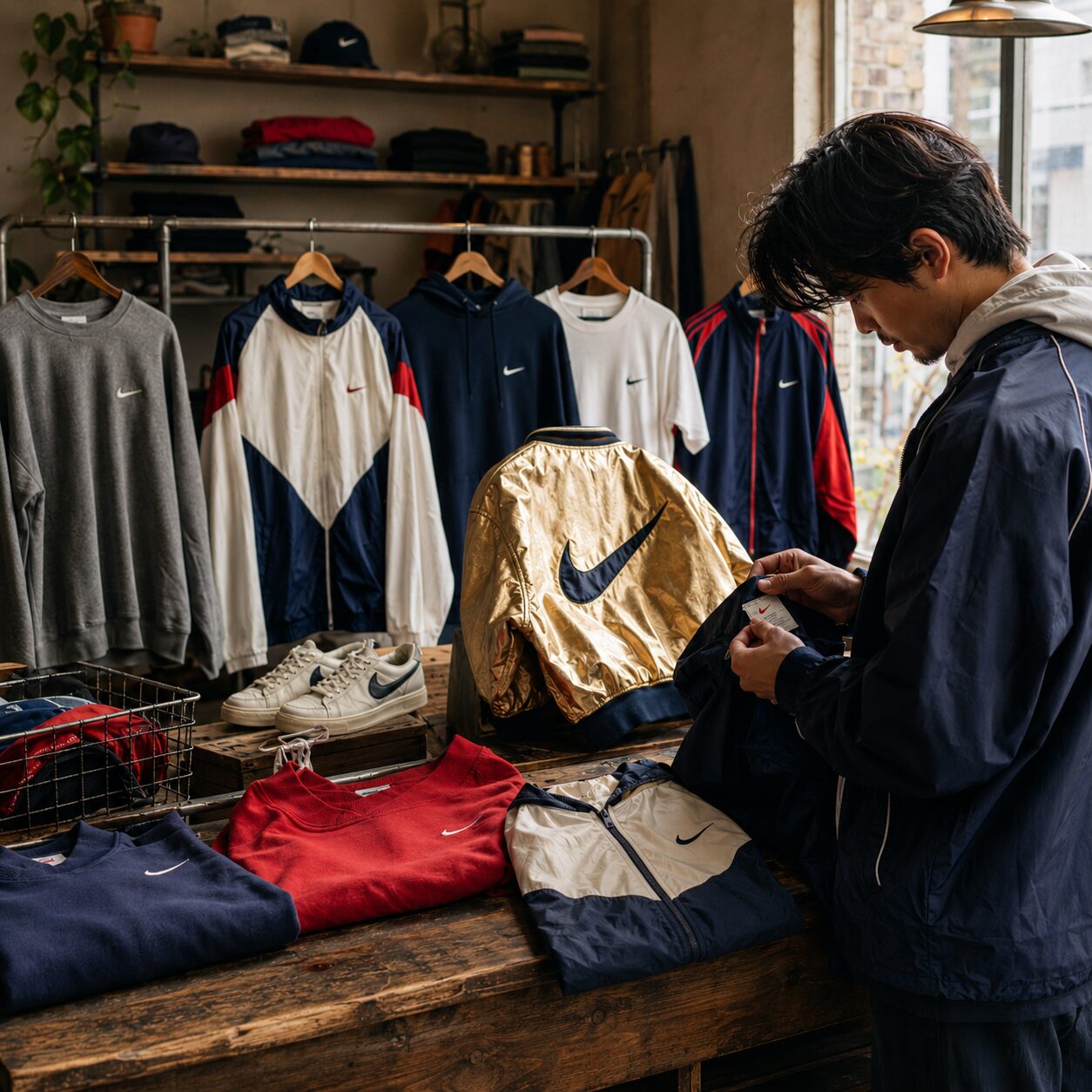 NIKEの古着を探す男性