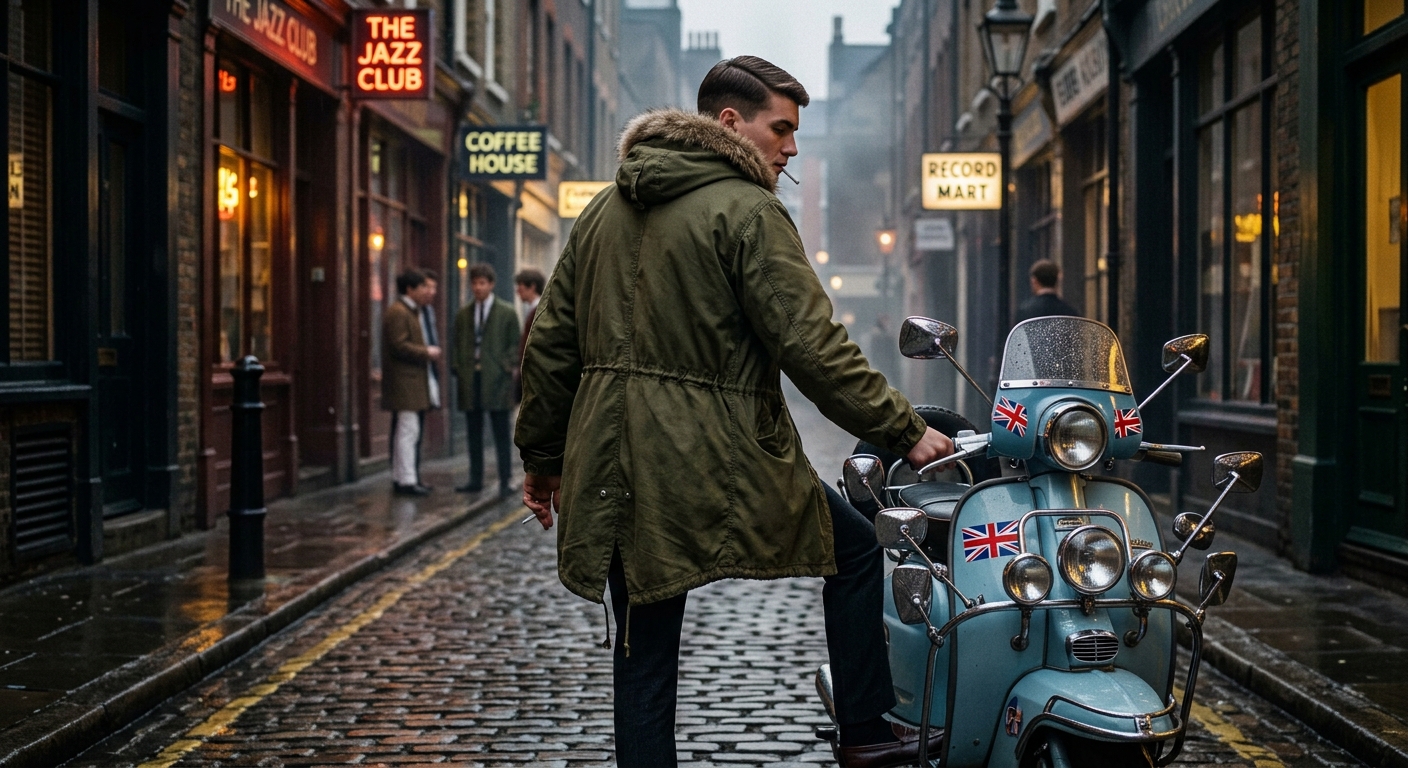 モッズコートとバイク、イギリスの若者