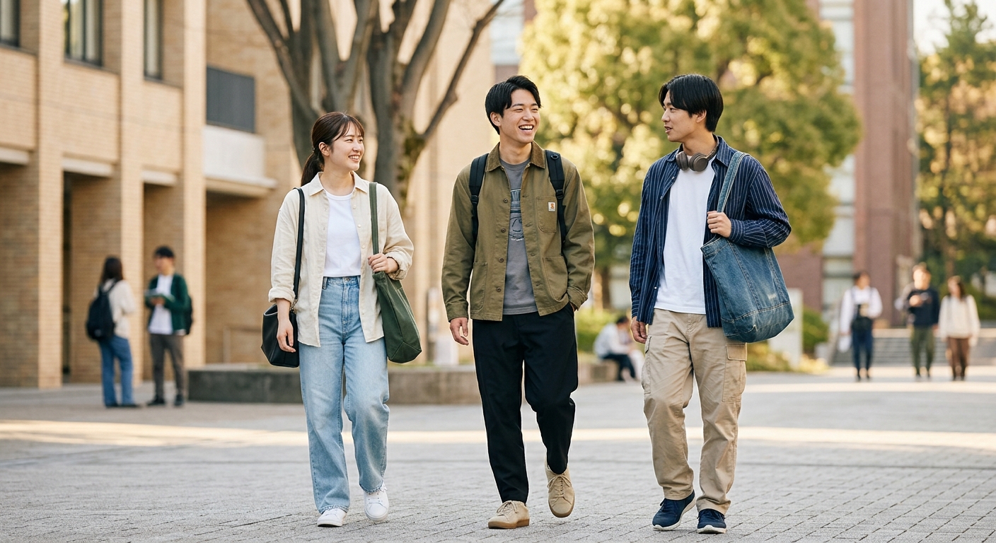 WEGOの服を着た大学生