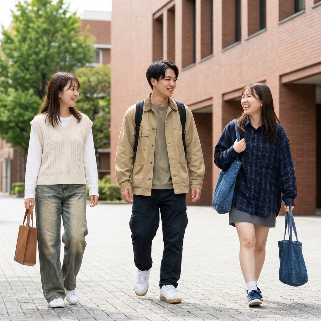 WEGOの服を着た大学生